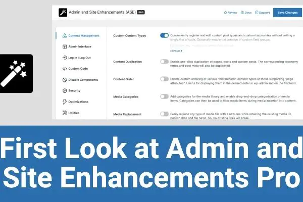 Admin and Site Enhancements (ASE) Pro v8.2.2 WordPress网站常用优化功能集合插件下载