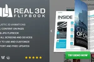 Real3D FlipBook GPL v.4.16.4 +所有拓展包| 3D动画书制作WordPress插件下载
