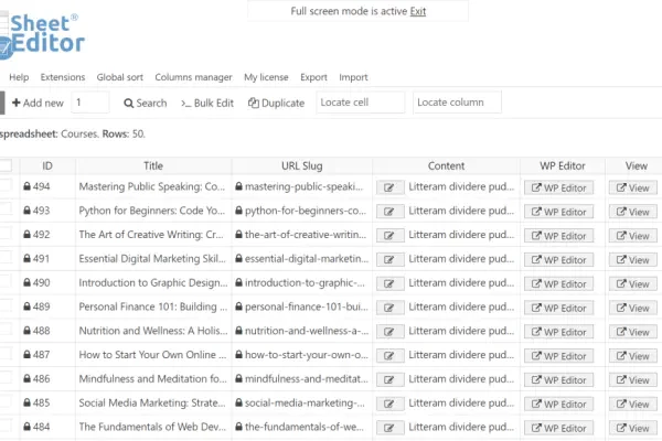 WP Sheet Editor – Courses v1.0.5 拓展插件下载