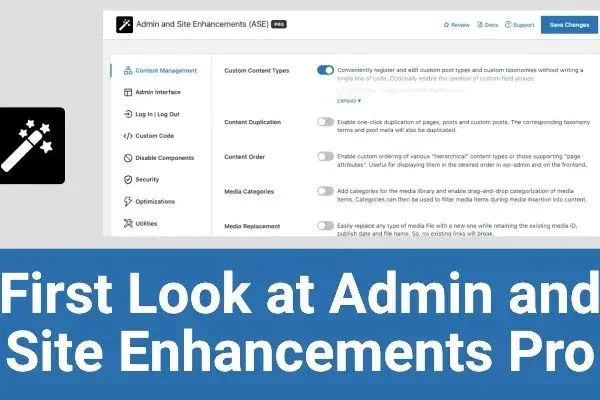 Admin and Site Enhancements (ASE) Pro v8.2.2 WordPress网站常用优化功能集合插件下载